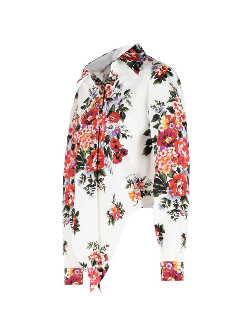 Dolce & Gabbana Long-Sleeved Floral Print Cotton Shirt
