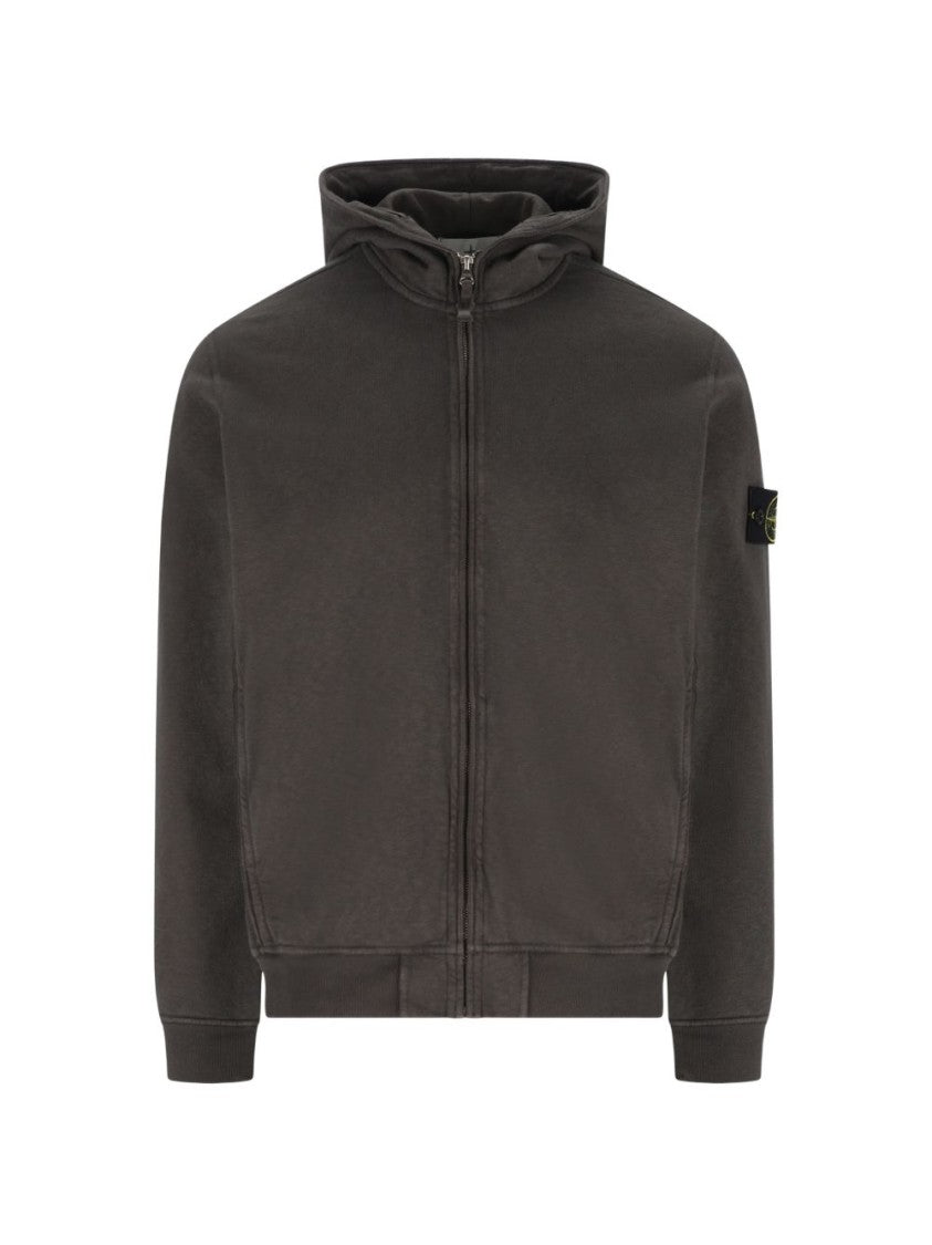 Stone Island Full-Zip Hooded Sweatshirt With Distinctive Patch Detail