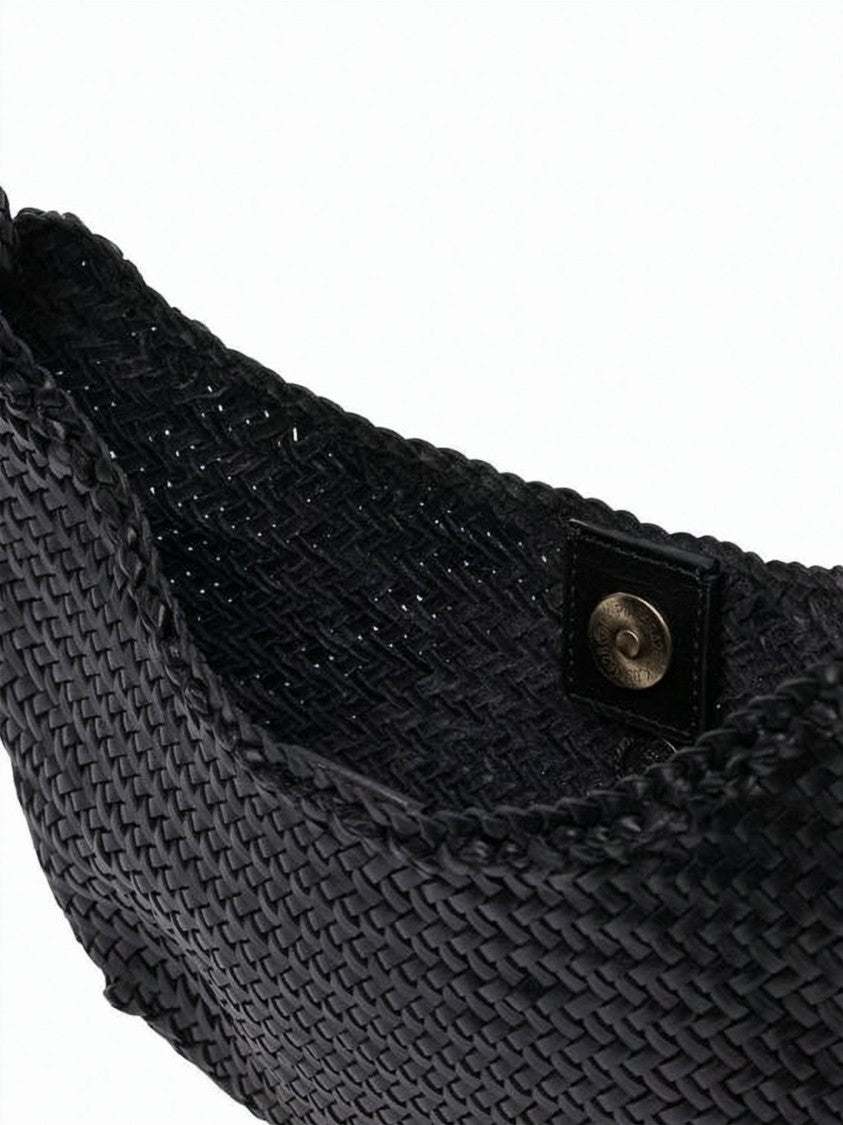 Dragon Diffusion Crescent-Shaped Woven Leather Shoulder Bag