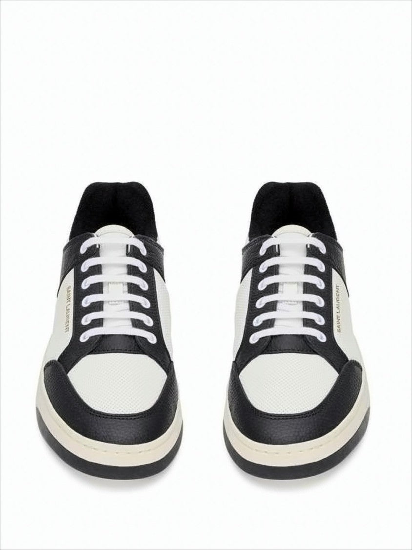 Saint Laurent Low-Top Sneakers In Smooth And Textured Calf Leather