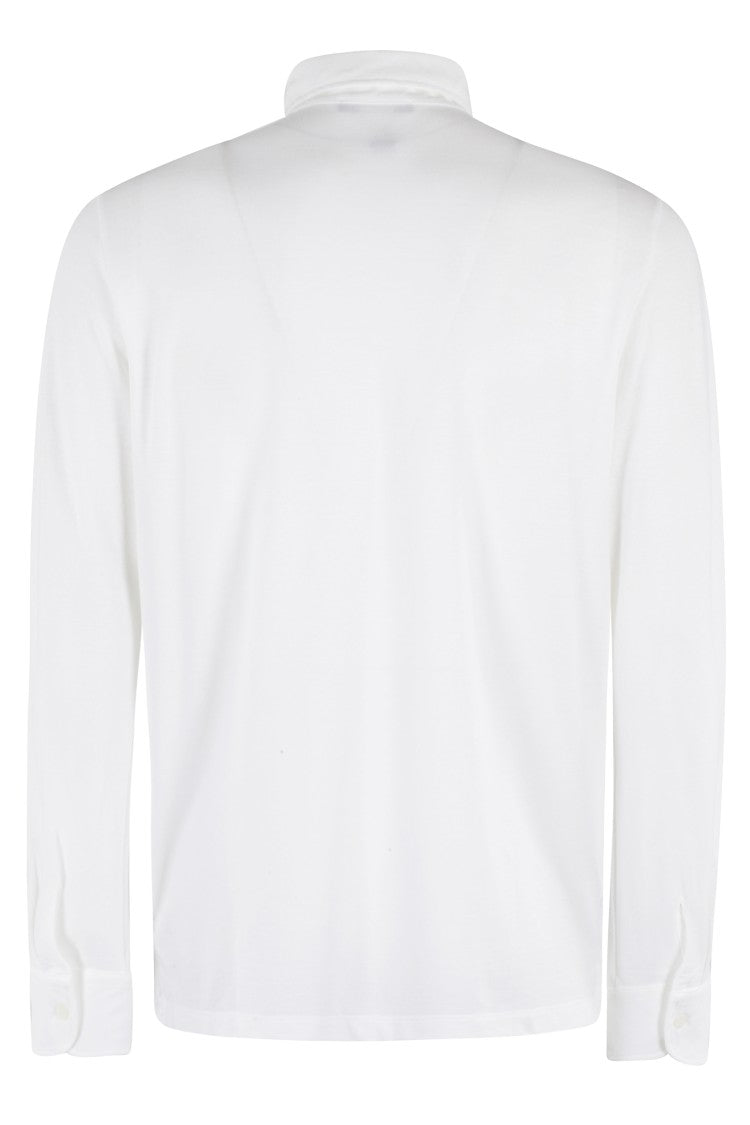 Zanone Classic White Polo Shirt With Buttoned Collar