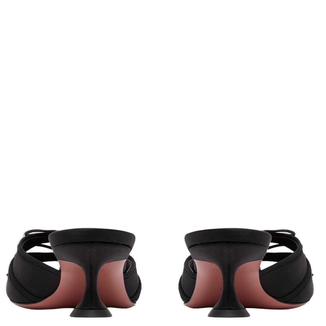 Amina Muaddi Black Silk Slippers With Bow Detail