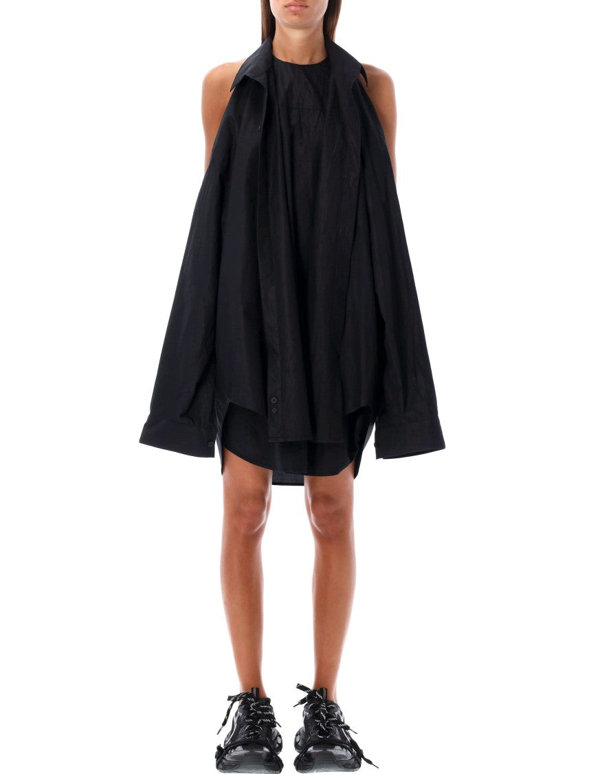 Balenciaga Oversized Black Cotton Blend Dress