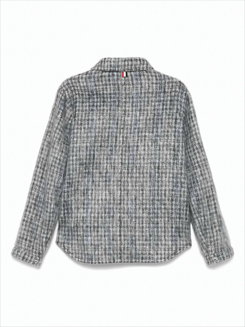 Thom Browne Textured Mohair And Wool Blend Grey Jacket