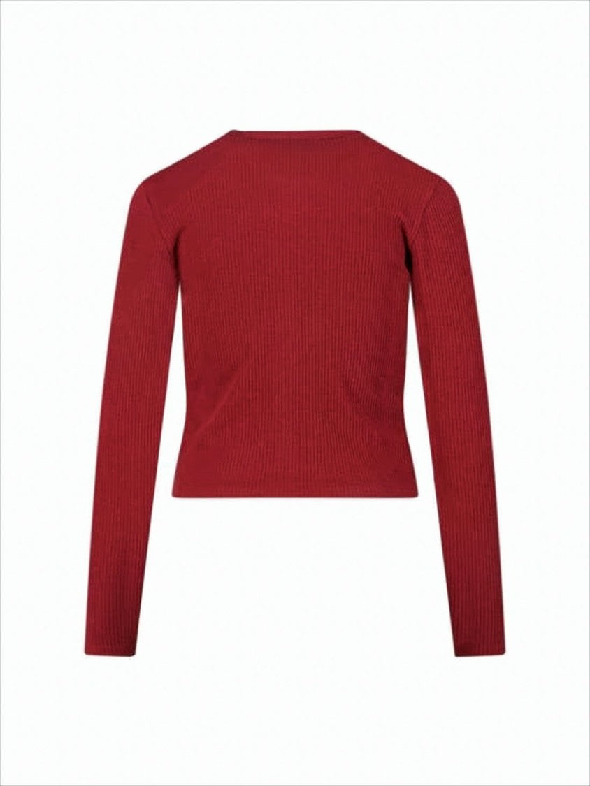 Maison Kitsuné Cropped Ribbed Cardigan With Button-Down Front