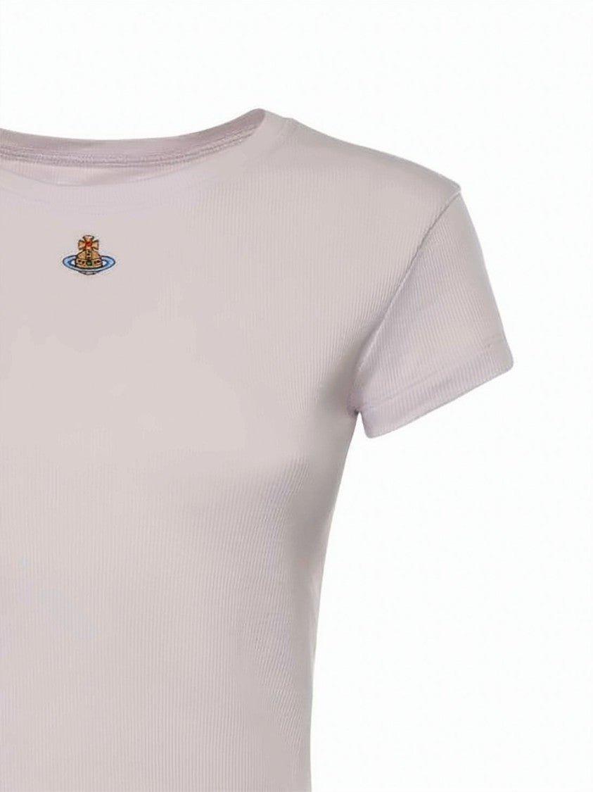 Vivienne Westwood Cropped Short-Sleeved T-Shirt With Ribbed Texture