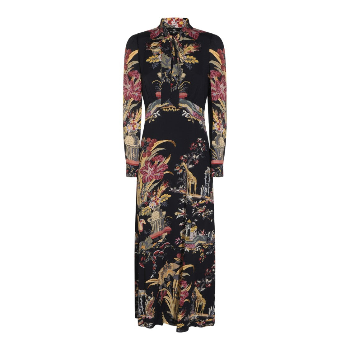 Etro Maxi Dress With Botanical And Animal Print