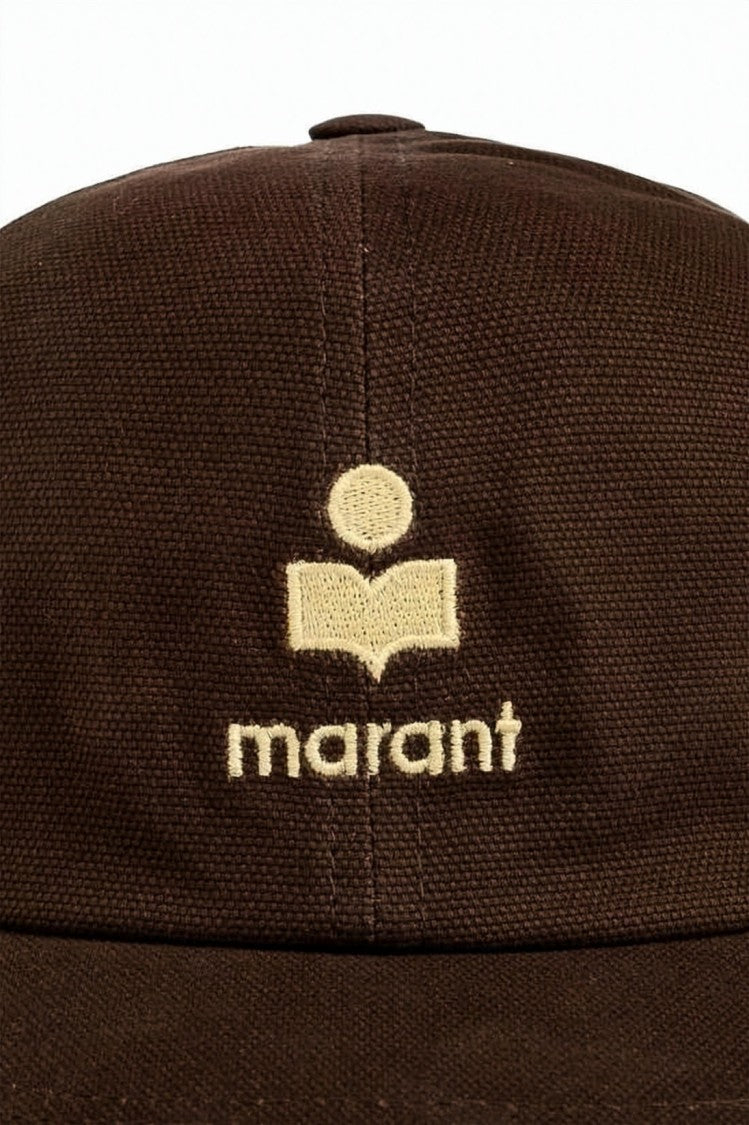 Isabel Marant Structured Brown Cotton Baseball Cap With Embroidered Logo