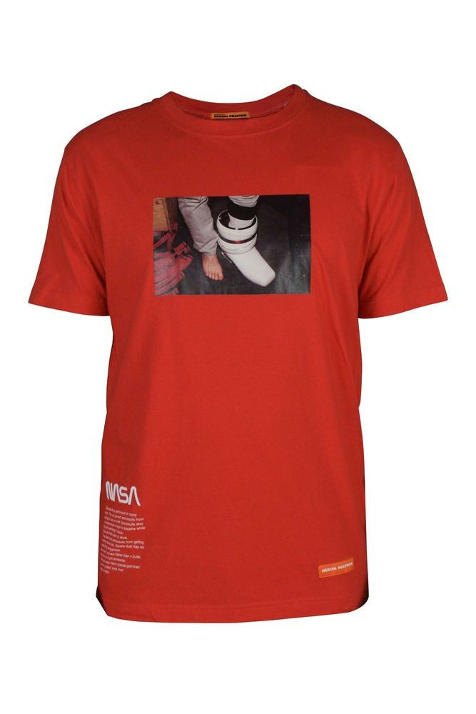 Heron Preston Red Cotton T-Shirt With Graphic Prints