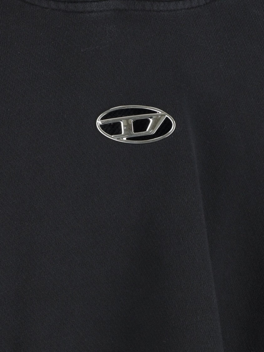 Diesel Distressed Black Hoodie With Metallic Logo
