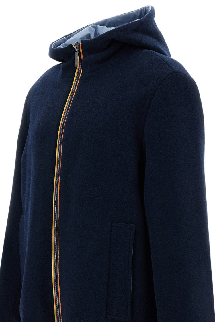 K-Way Blue Claudel Wool Bonded Reversible Jacket