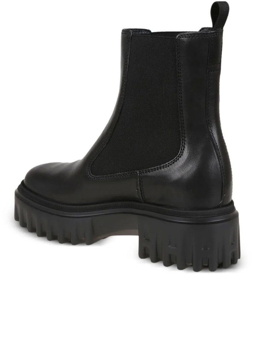Hogan Black Ankle Boots With Chunky Sole