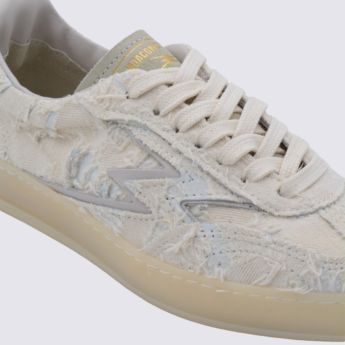 Moaconcept White Sneakers From Moaconcept Featuring Round Toe, Cotton Laces Fastening, Details And Flat Sole.