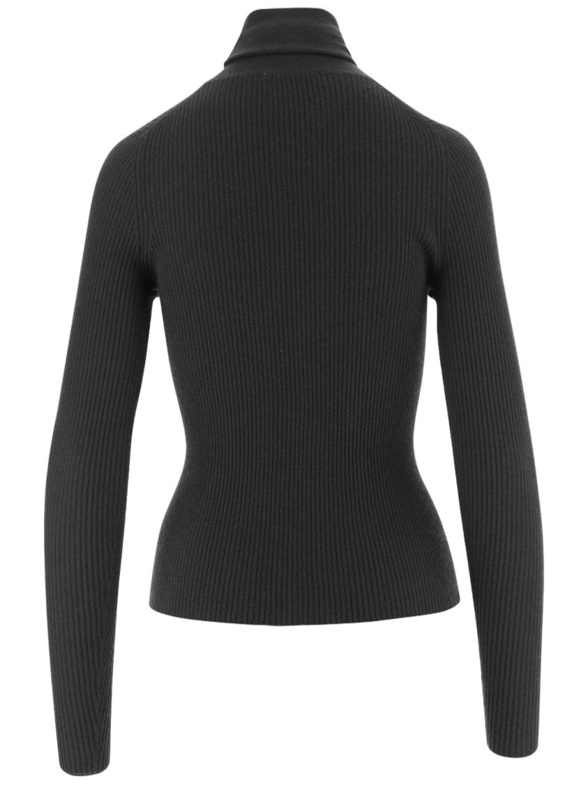 Oliver Lattughi Black Ribbed Cashmere Turtleneck Sweater
