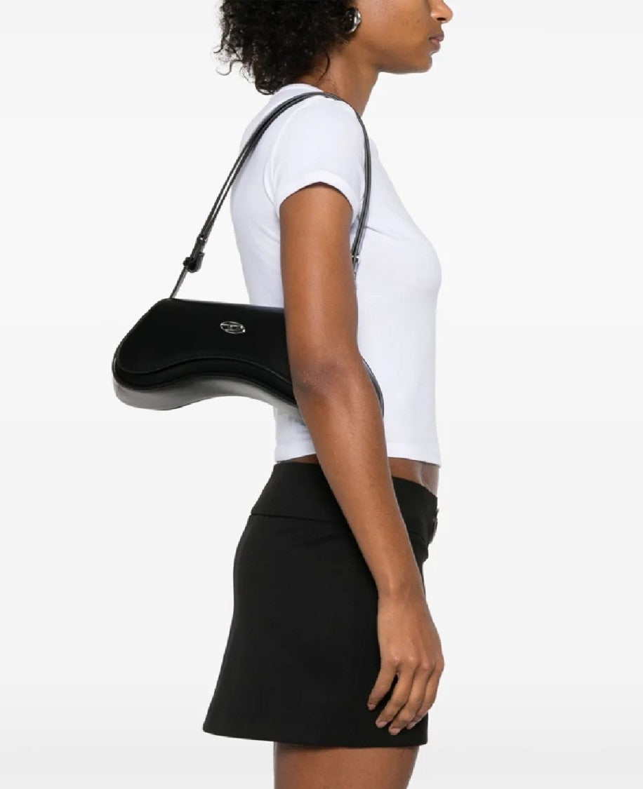 Diesel Curved Silhouette Black Crossbody Bag