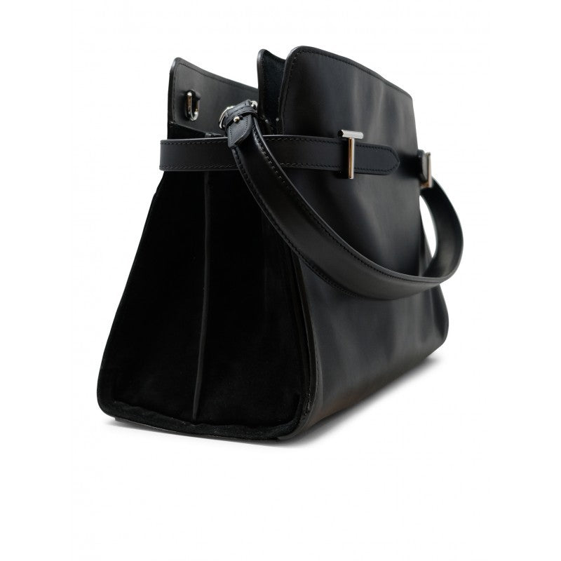 Le Tanneur Black Leather Large Shoulder Bag