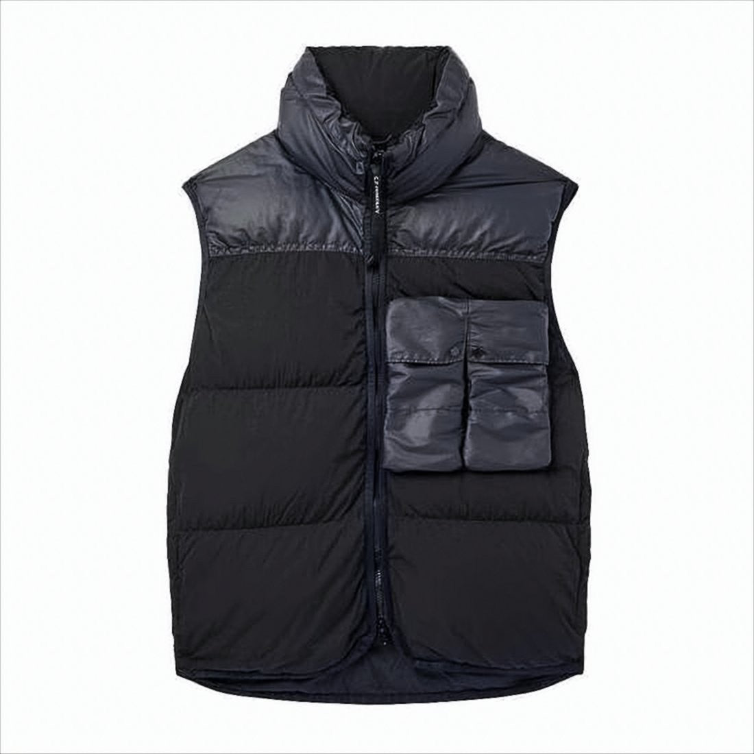 C.P. Company Padded Utility Vest With High Collar And Zipper Closure