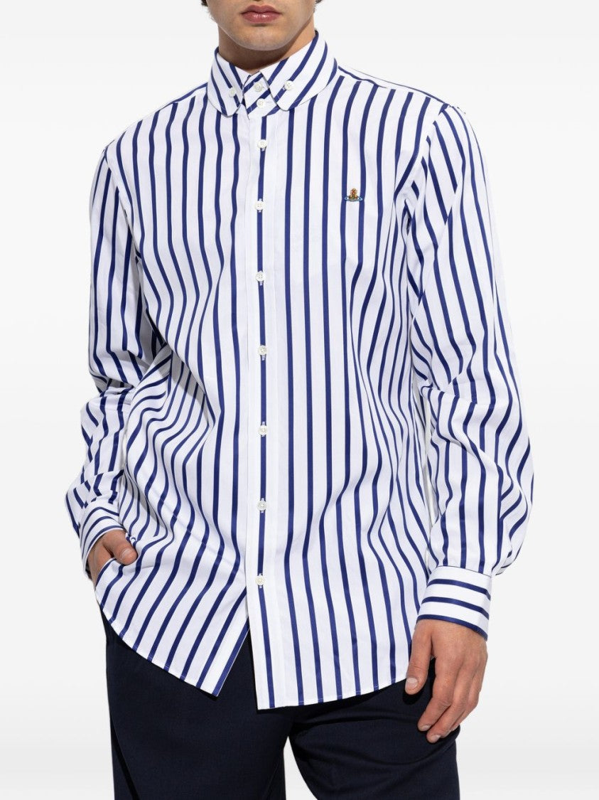 Vivienne Westwood Vertical Navy Stripe Button-Down Shirt