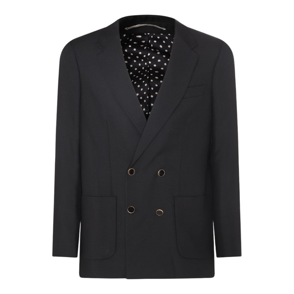 Pt Torino Double-Breasted Tailored Jacket With Notch Lapel And Polka Dot Lining