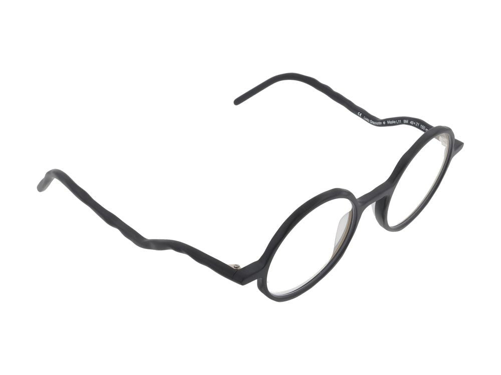 Kuboraum Round Lens Wavy Textured Temple Optical Glasses