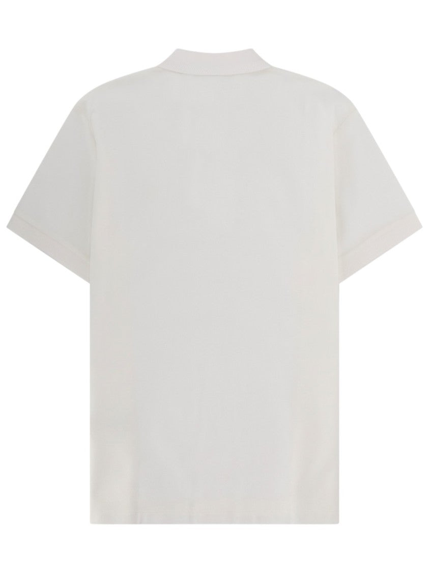 Burberry White Embroidered Detail Cotton Polo Shirt