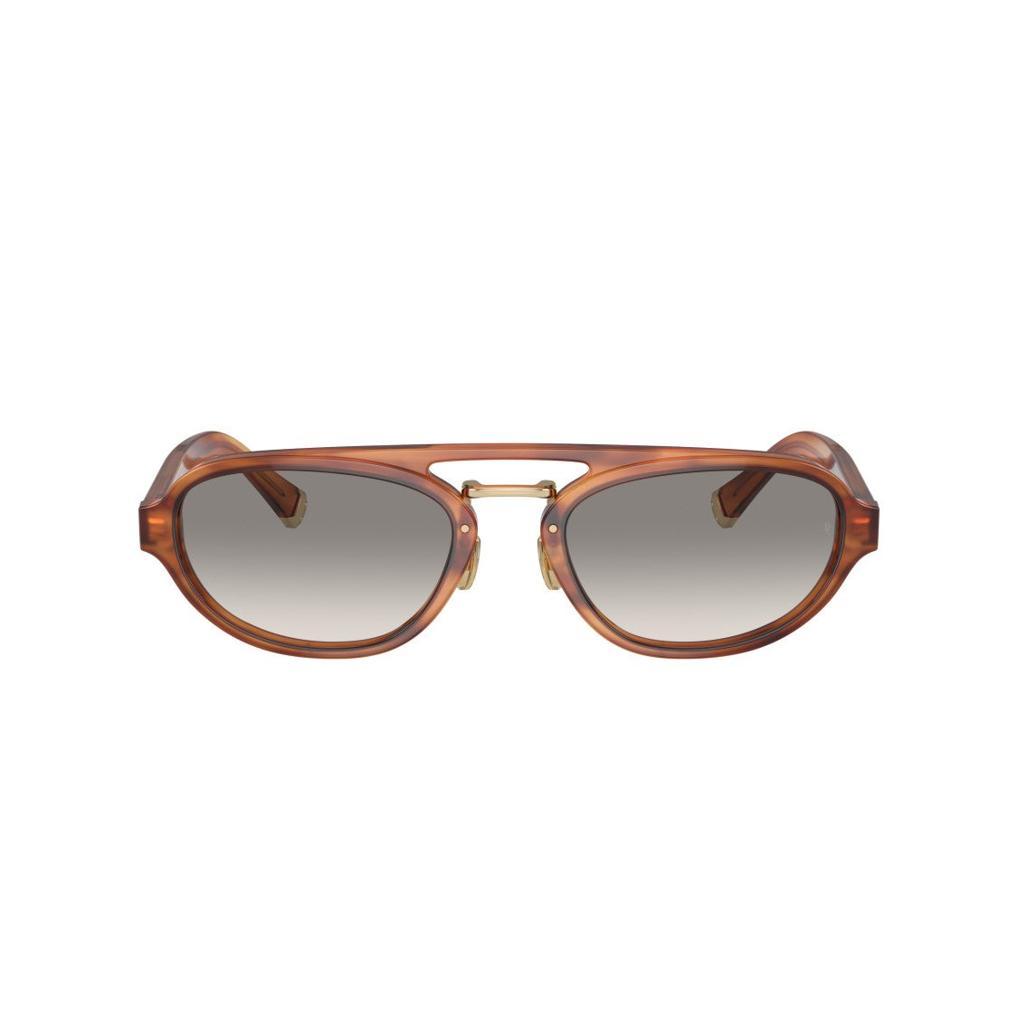 Brunello Cucinelli 0Bc4008s Translucent Amber Oval Sunglasses With Gold Accents