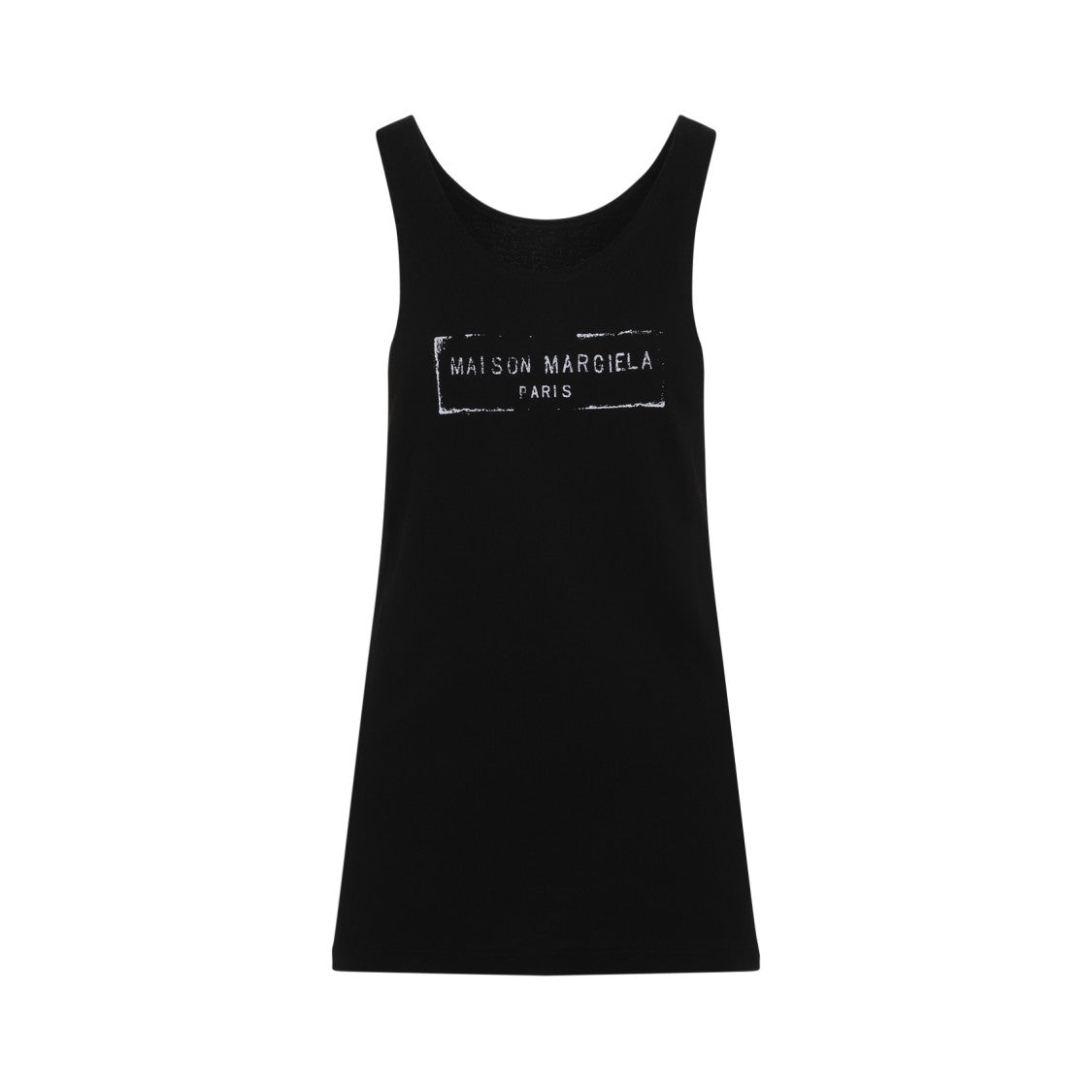 Maison Margiela Black Tank Top With Minimalist Logo