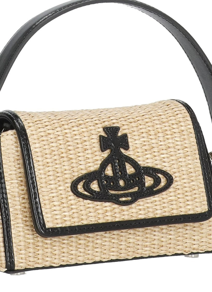 Vivienne Westwood Hazel Raffia Handbag With Distinctive Orb Logo And Detachable Strap