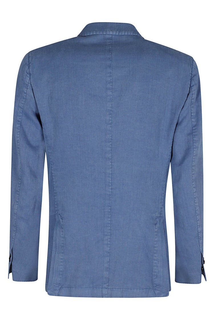 Santaniello Blue High Twist Cotton-Blend Blazer