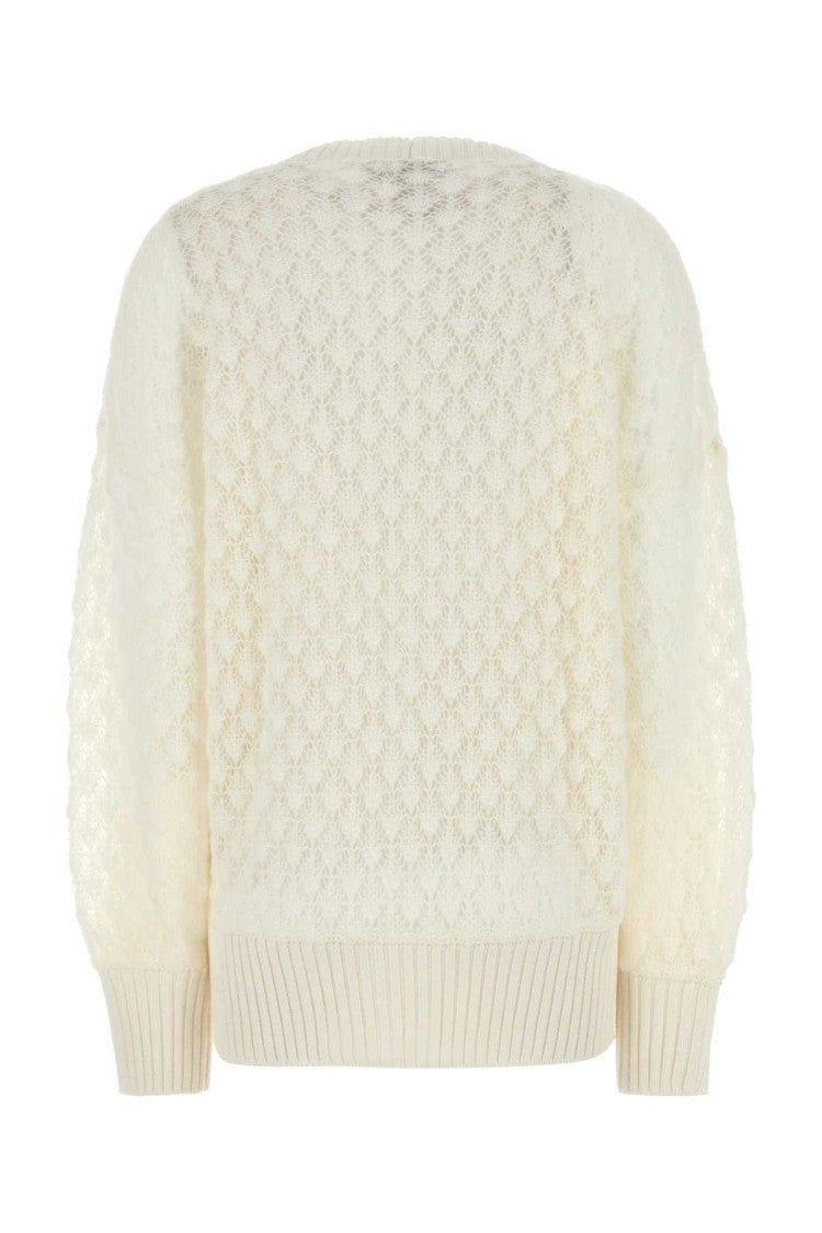 Blumarine Ivory Nylon Blend Oversize Cardigan