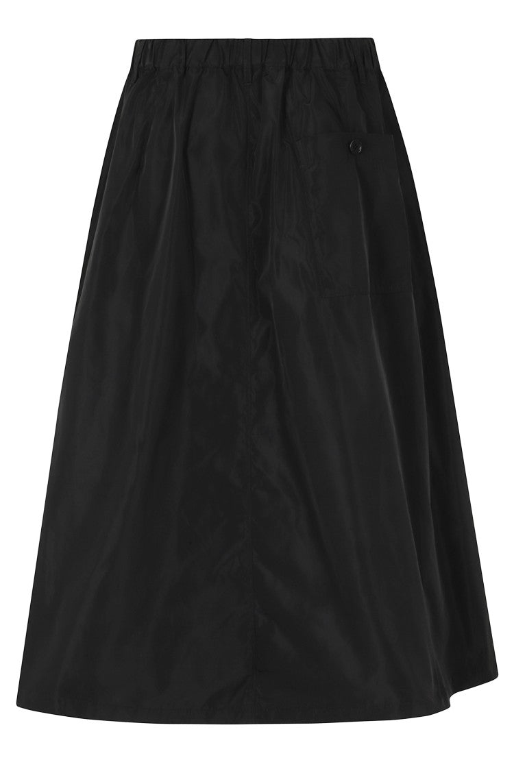 Aspesi Black Alberta Gathered Elastic Back Flared Midi Skirt