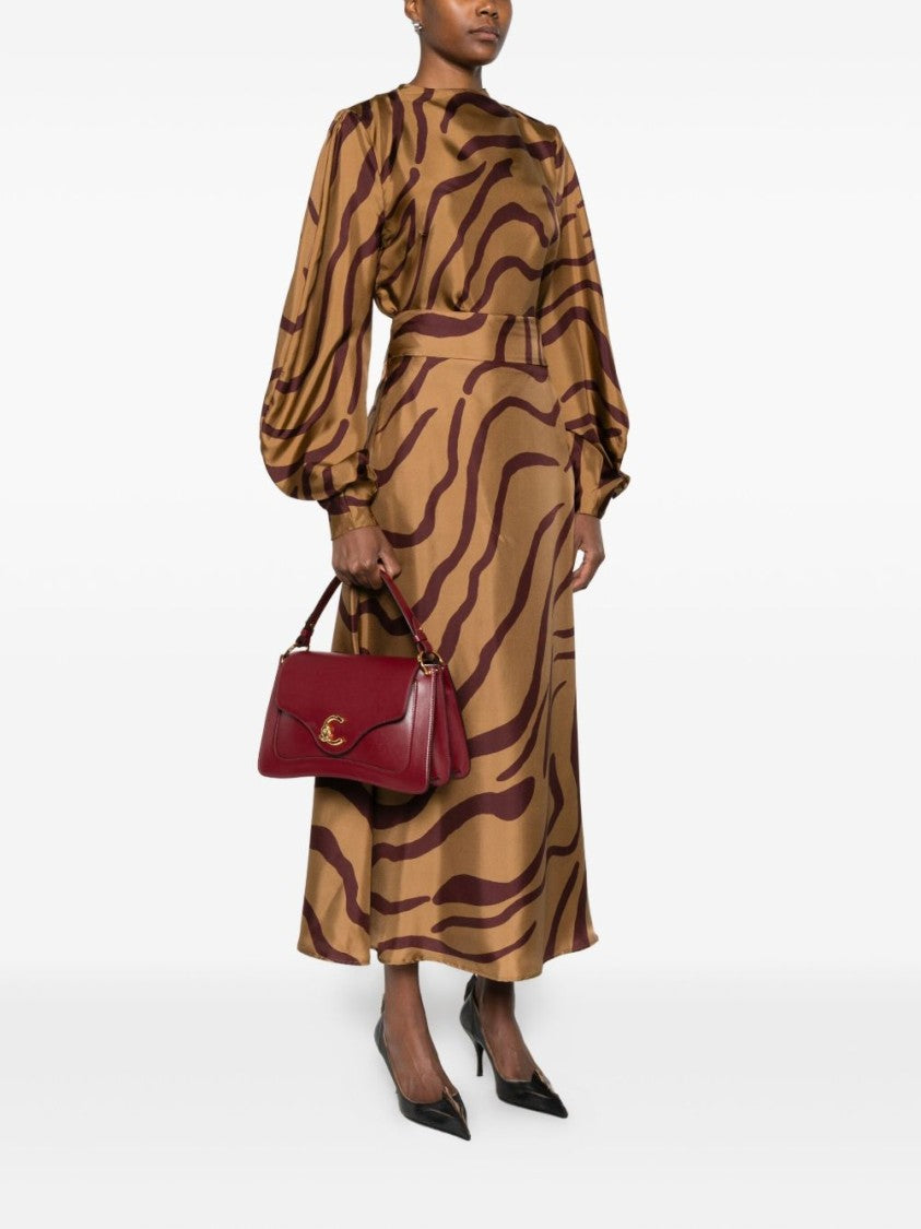 Coccinelle Structured Deep Red Calfskin Handbag