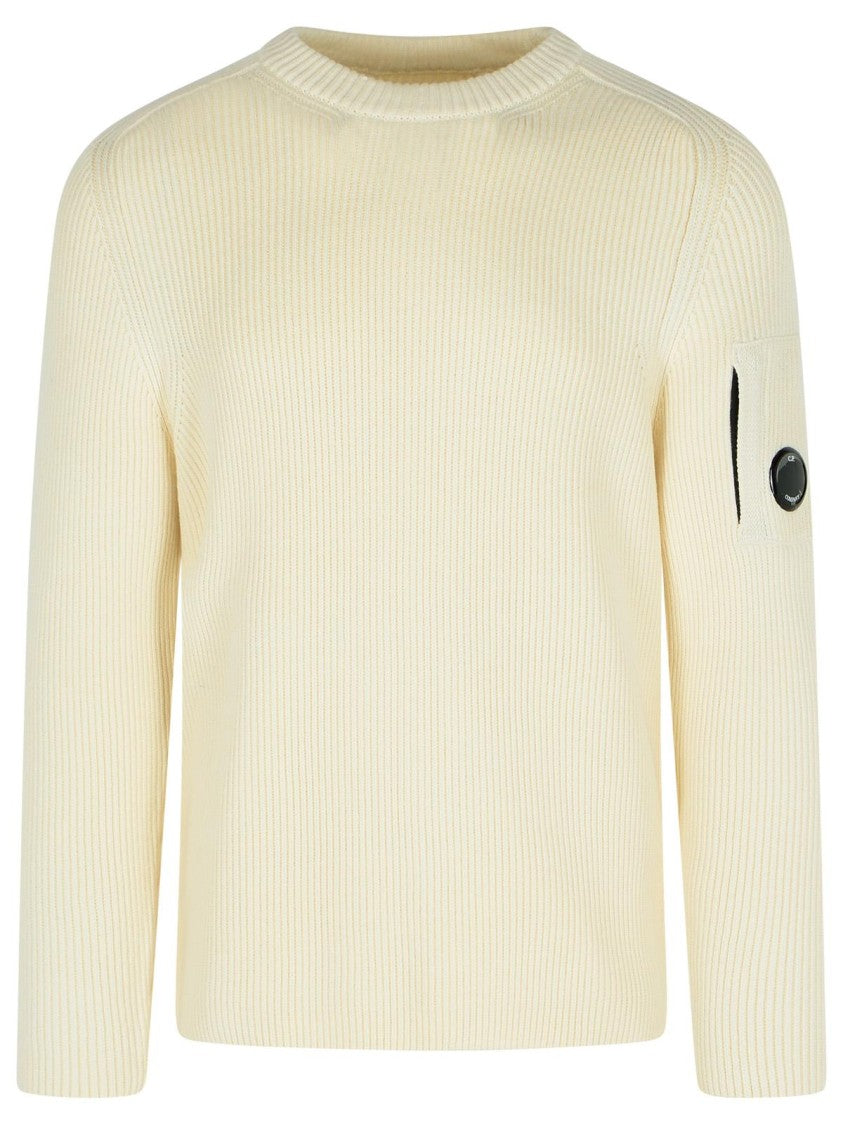 C.P. Company Full Rib' White Cotton Blend Sweater