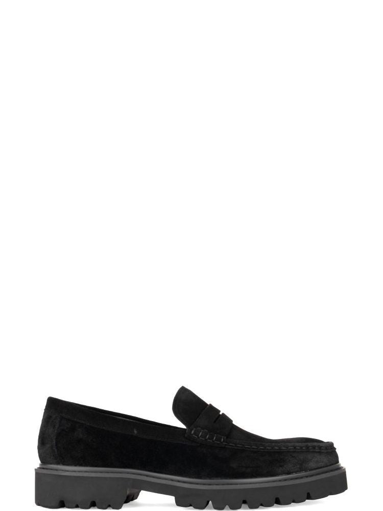 Sergio Moretti Black Suede Leather-Lined Loafers