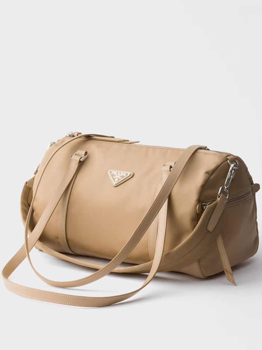 Prada Neutral Bauletto Matte Finish Handbag