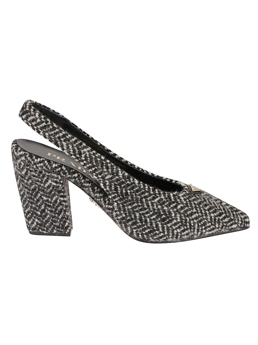 Prada Textured Chevron Pattern Slingback Pumps