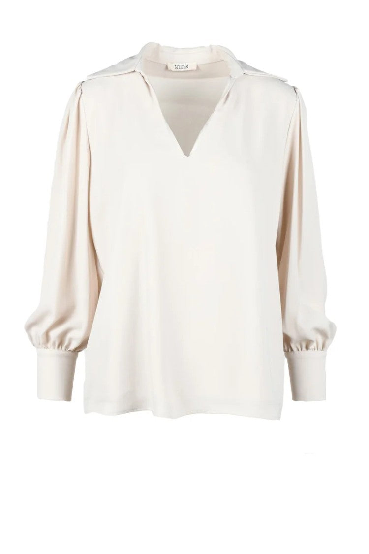 Think Beige Polyester Blouse