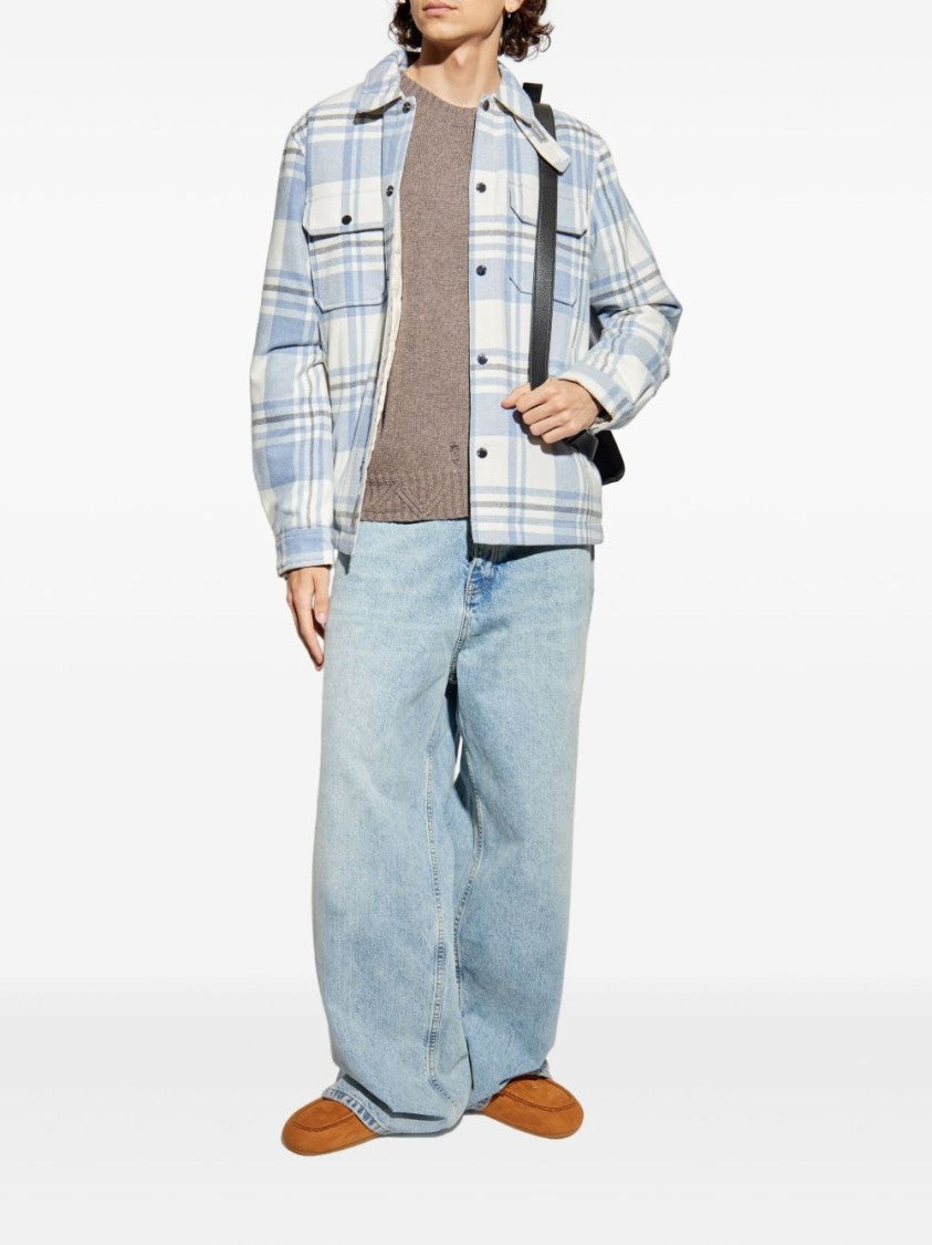 Woolrich Plaid Logo Jacket With Structured Collar