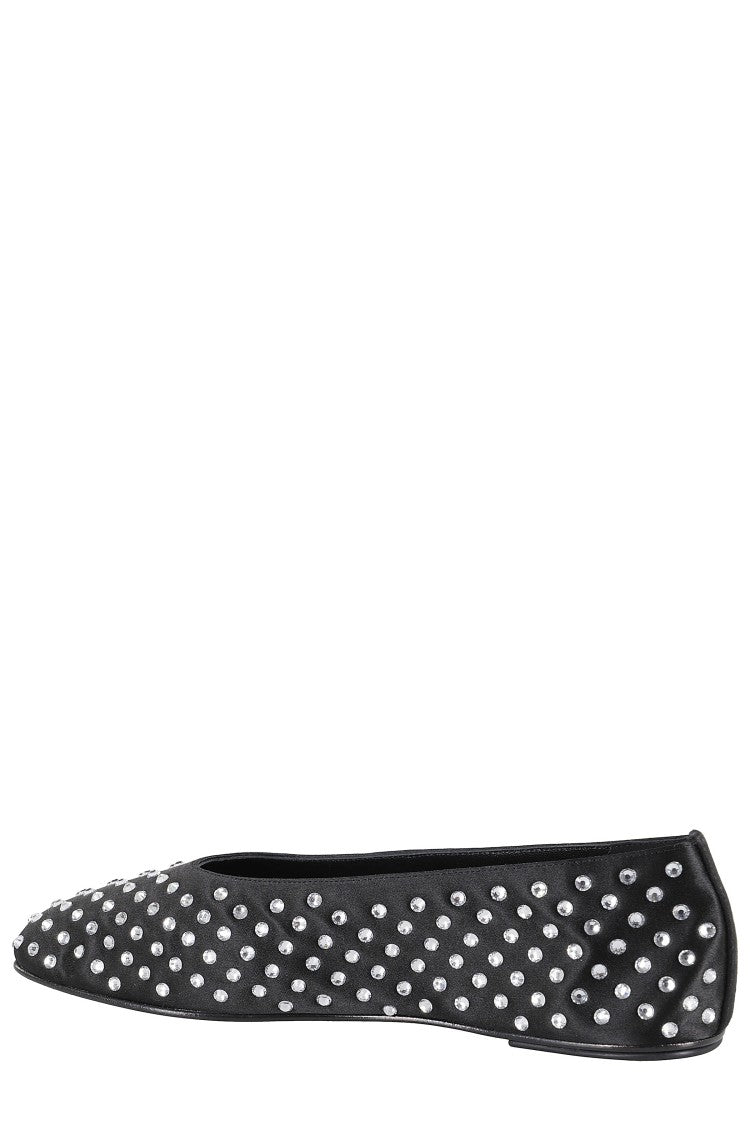 Magda Butrym Ballet Flats Satin Black Crystals