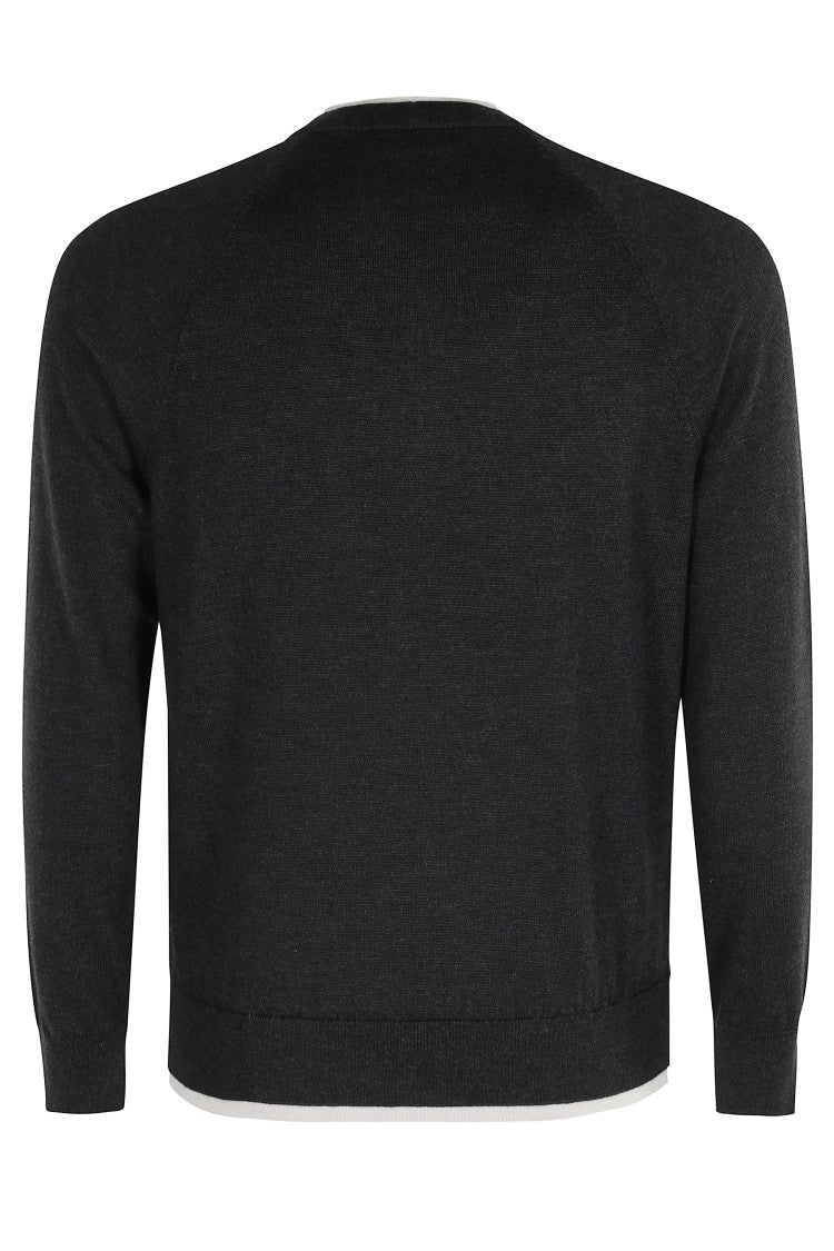 Eleventy Gray/Sand Crewneck Sweater