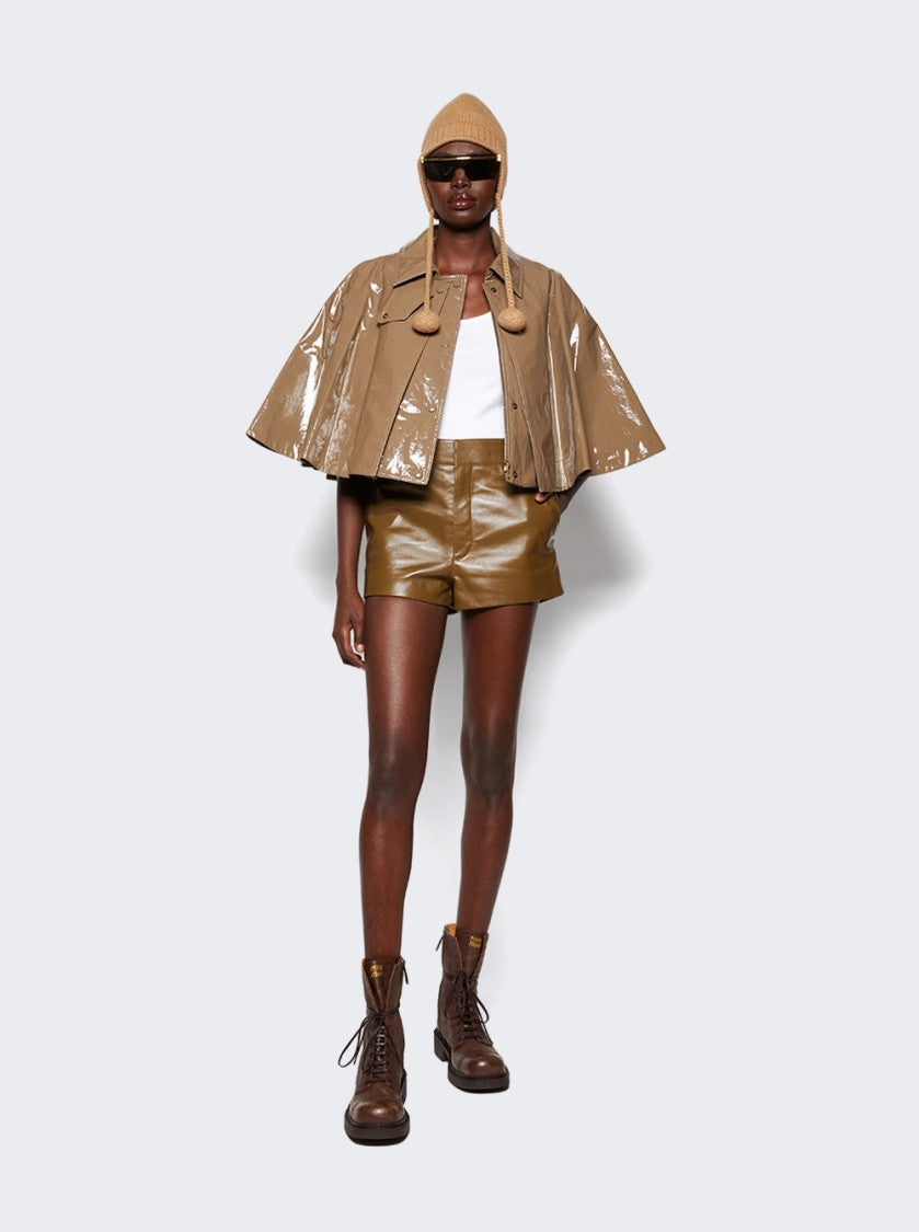 Chloé Tailored Leather Shorts Deep Olive