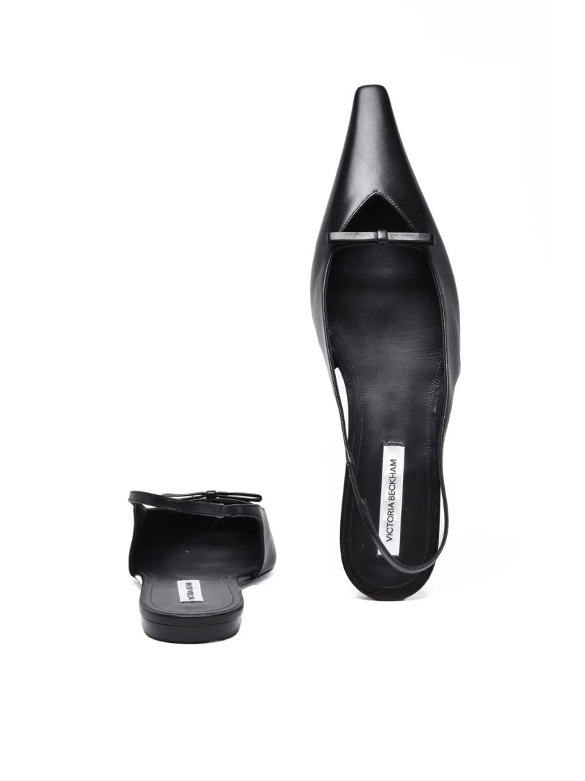 Victoria Beckham Black Leather Slingback Mules