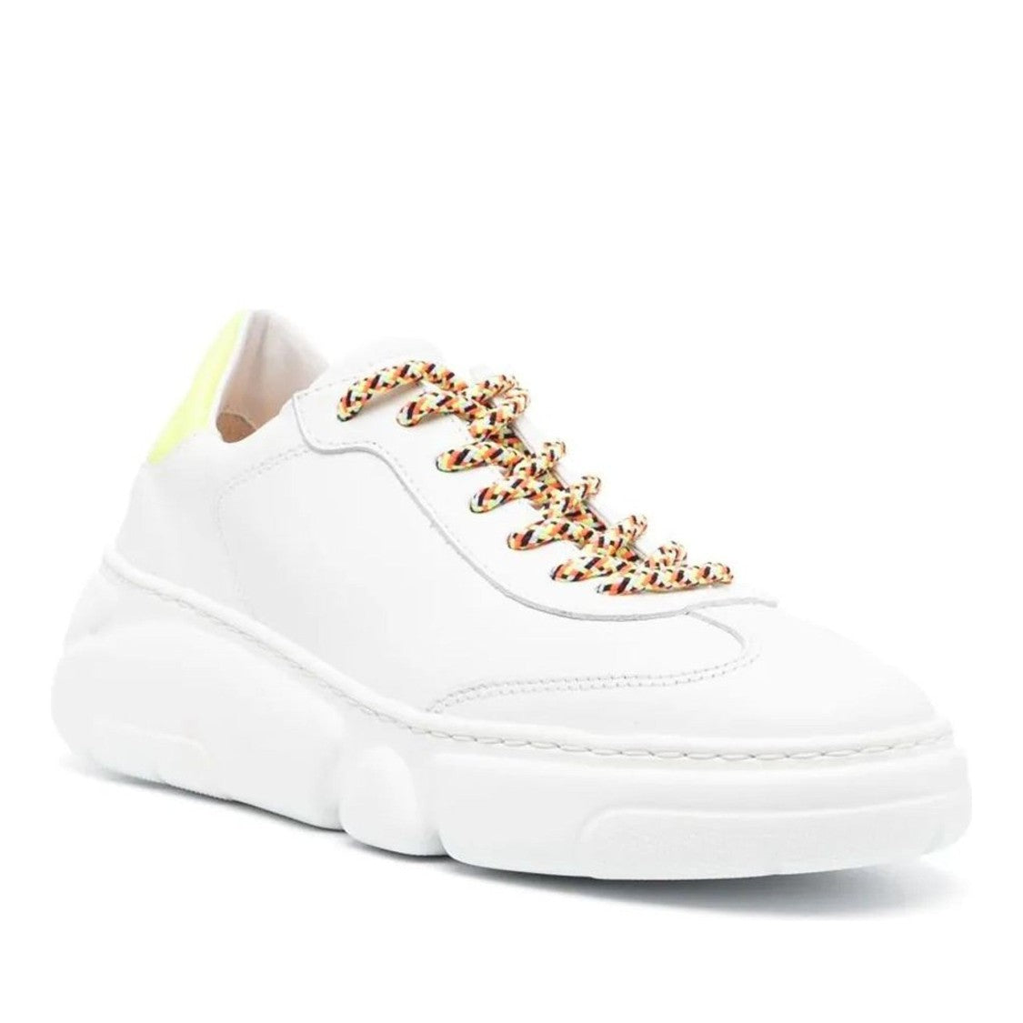 Agl White Emilie Leather Sculpted Sole Wedge Sneakers