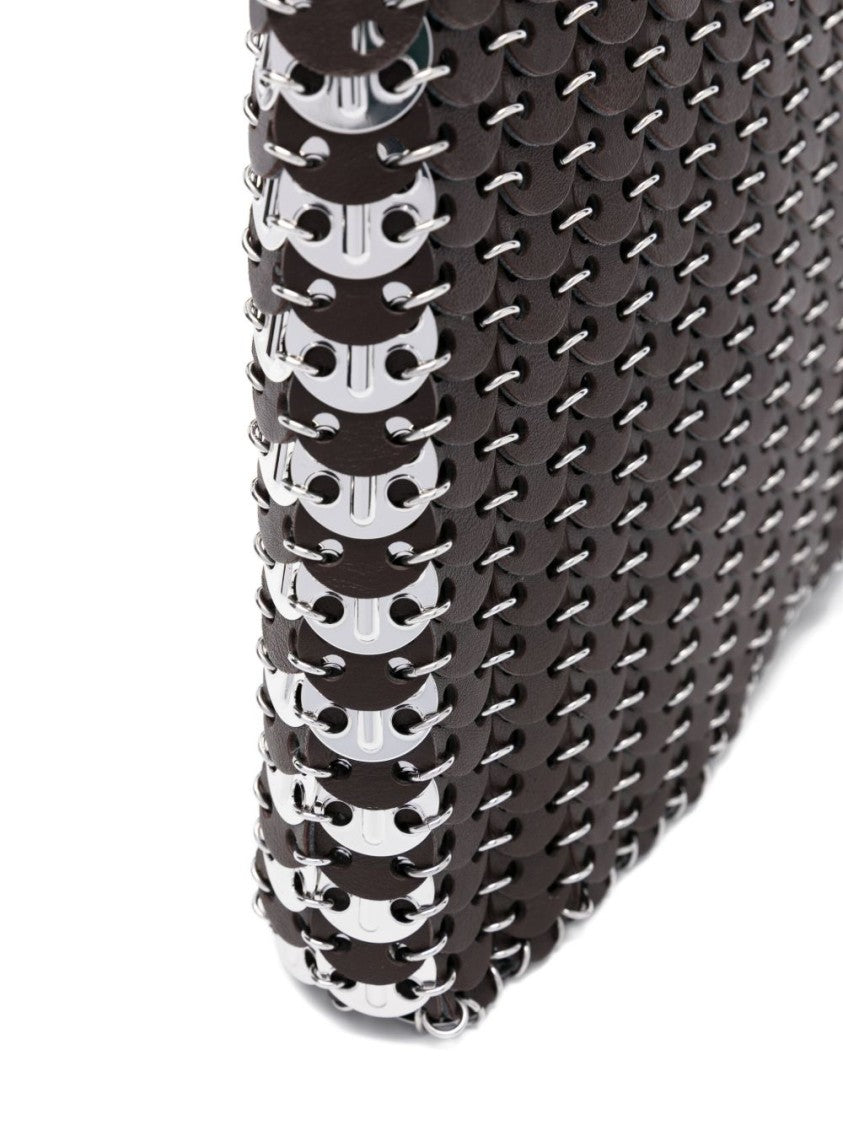 Rabanne Woven Leather Shoulder Bag With Metallic Accents