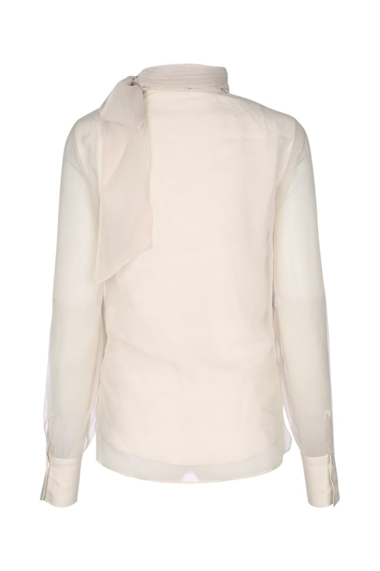Brunello Cucinelli Sheer Blouse With Bow Detail