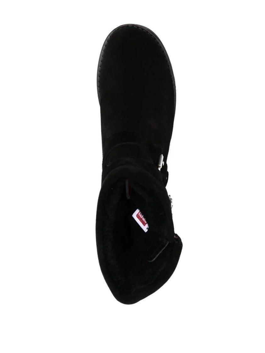 Kenzo Minimalist Black Leather Ankle Boots With Adjustable Buckles