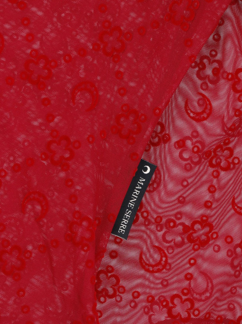 Marine Serre Red Semi-Transparent Monogram Fitted Top