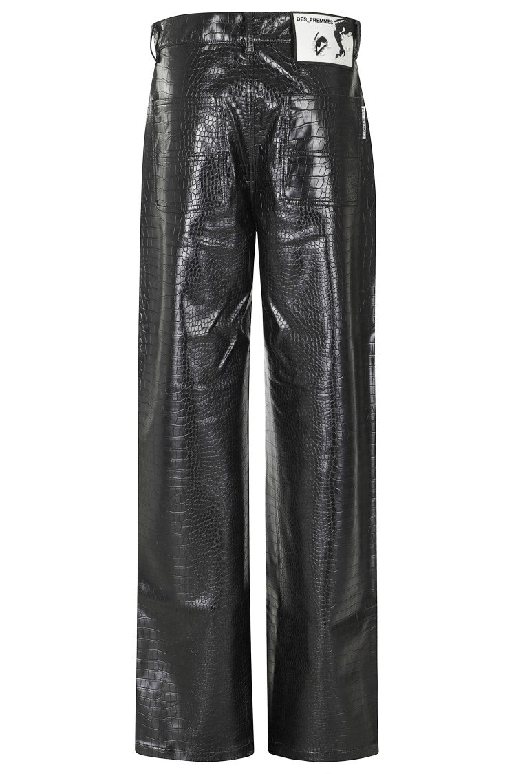 Des Phemmes Black Glossy Crocodile Pvc Cargo Pants