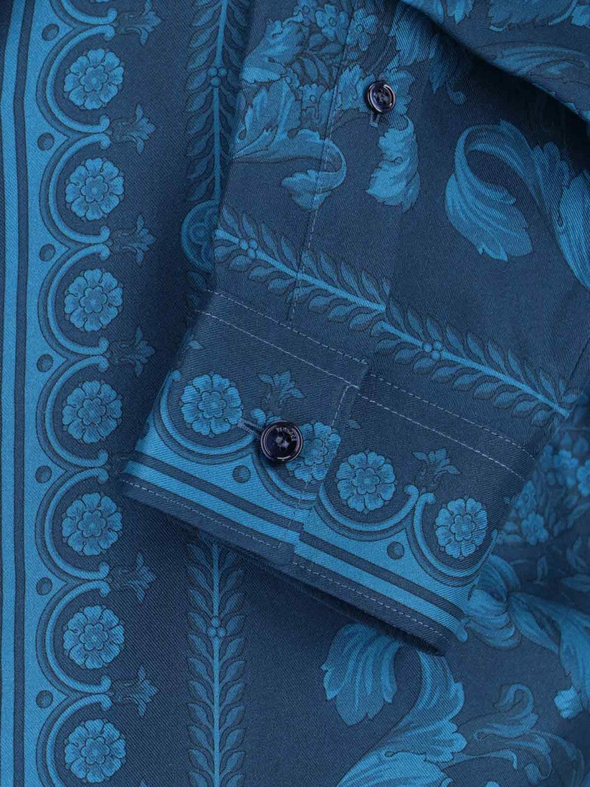 Versace "Barocco" Silk Shirt – Blue