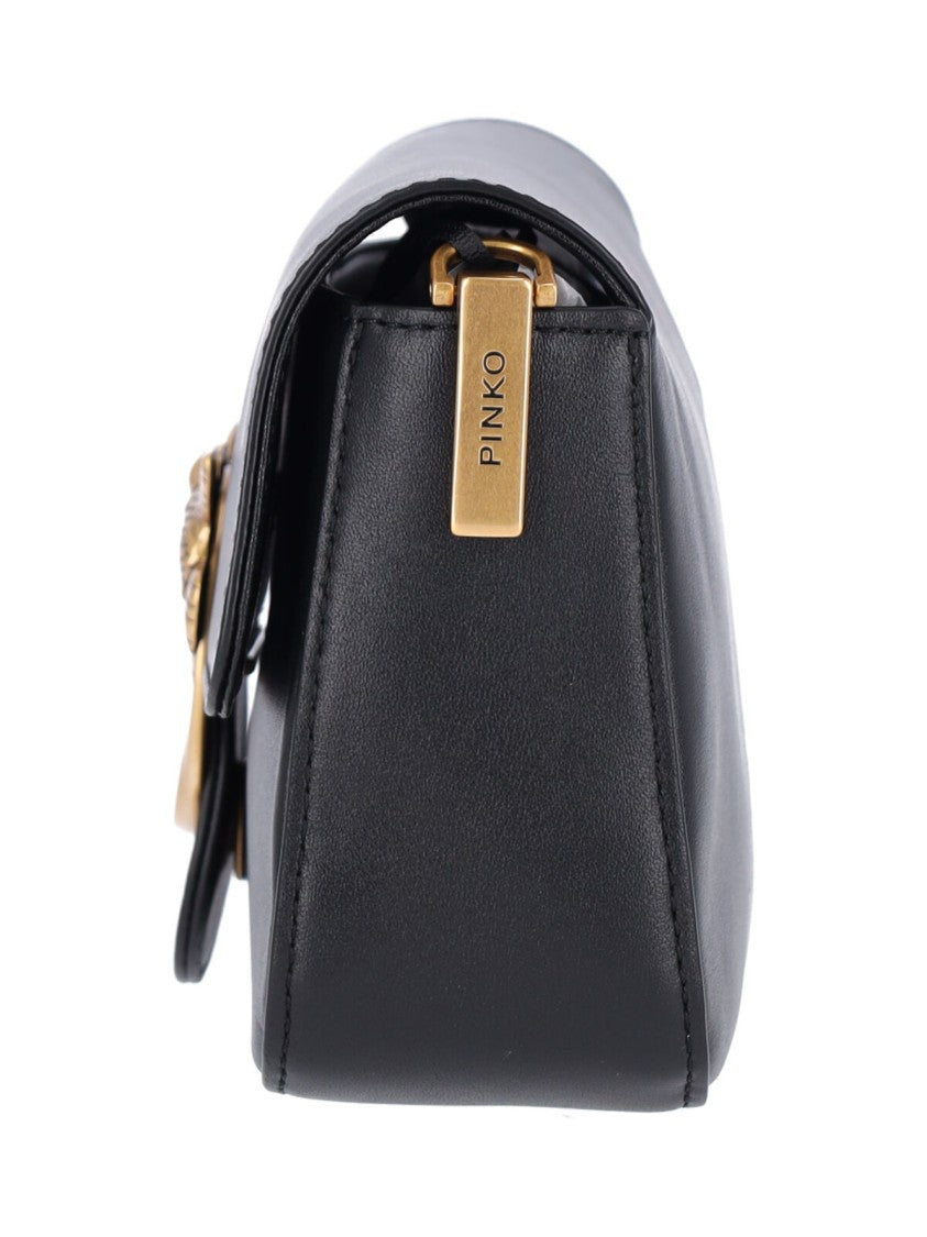 Pinko Black Love One Calfskin Shoulder Bag